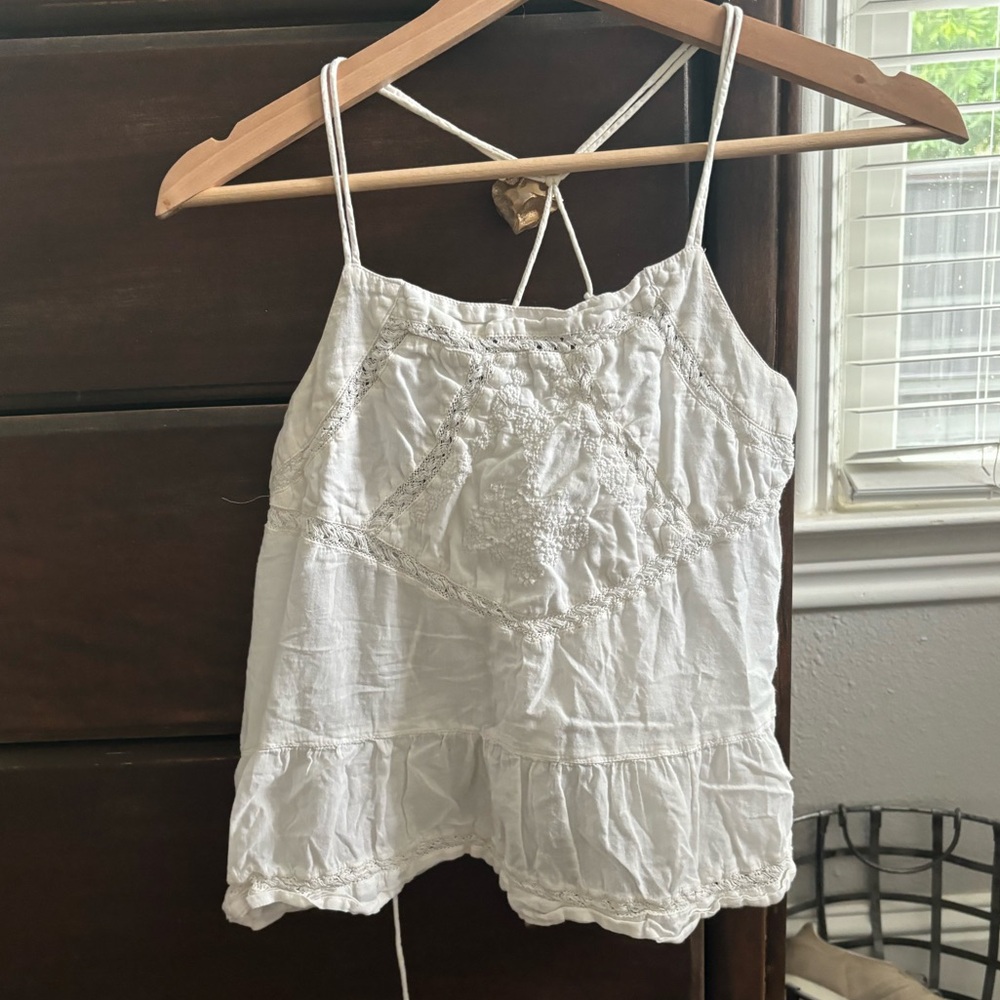 American Eagle Open Back Embroidered top